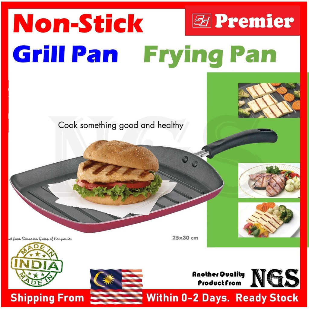 (Made in India) Premier NonStick BBQ Grill Pan Frying Pan Grill Fry