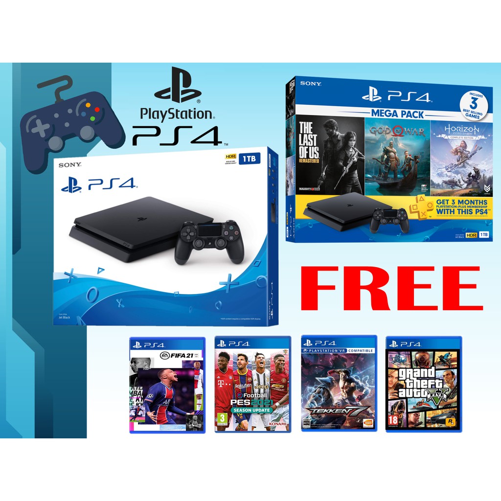 Sony Ps4 Slim 1tb Ps4 1tb Bundle Mega Pack Brand New 1year Warranty Shopee Malaysia