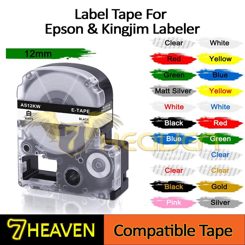 12mm Compatible Tape For Epson Portable Label Printer Labelworks LW300