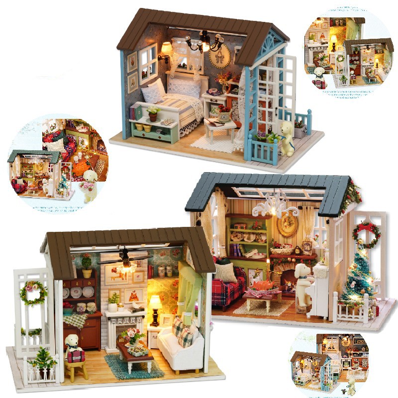 wooden doll houses already assembled