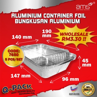 Buy 𝗔𝗠𝗦 Aluminium Foil Tray With Lid Cover 5 Pcs Code1650 4573 P Disposable Cake Container Bekas Aluminium Bakeware Seetracker Malaysia