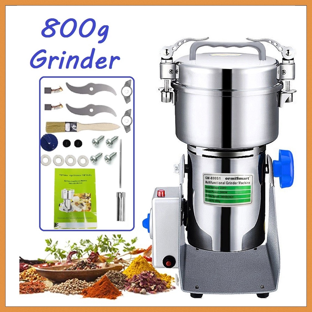 [Free Spare Blades] 800g Electric Dry Food Grinder Grains Herbal Powder Miller Coffee Grinder