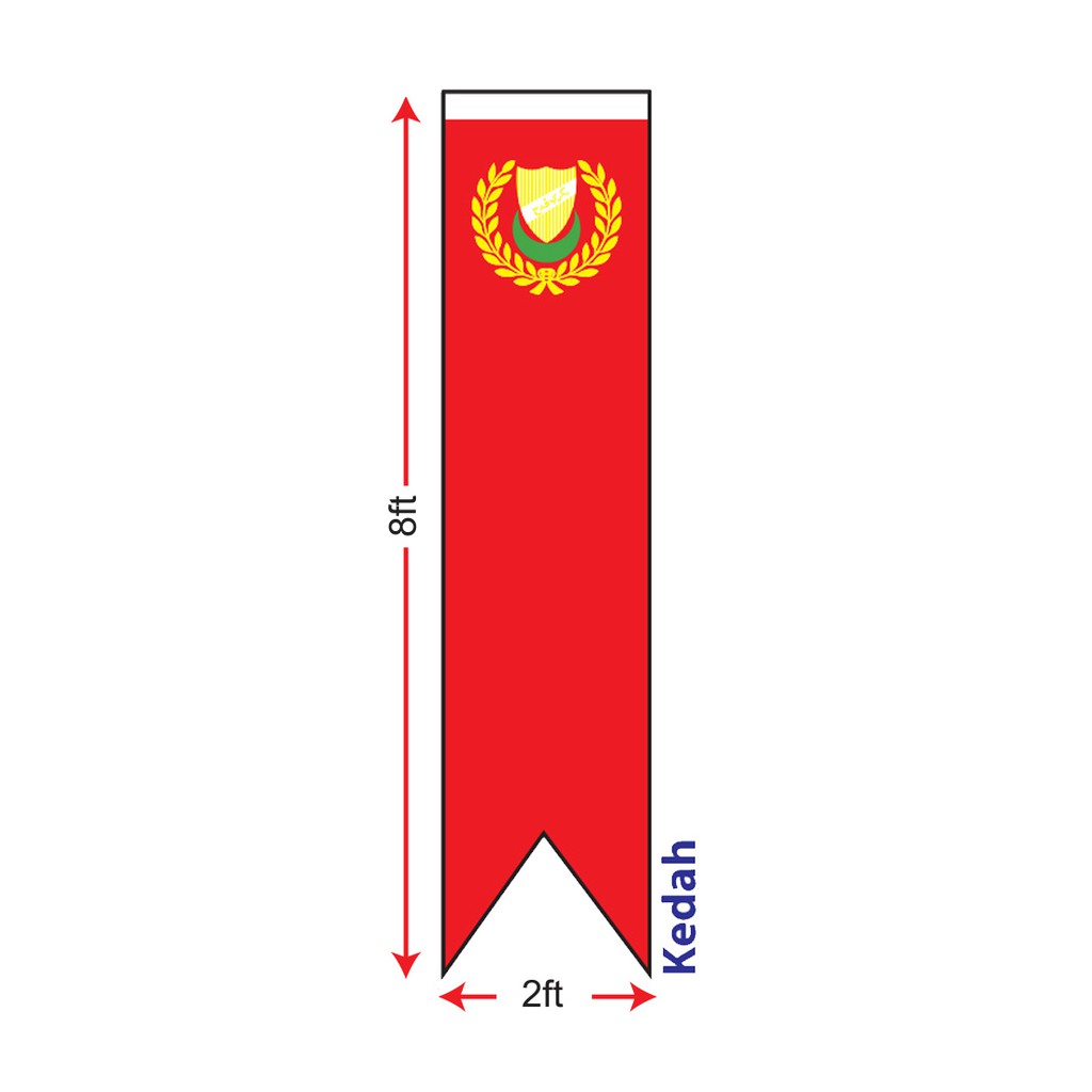Kedah Flag 2x8ft Banner, Bendera Kedah 2x8ft, Polyester | Shopee Malaysia