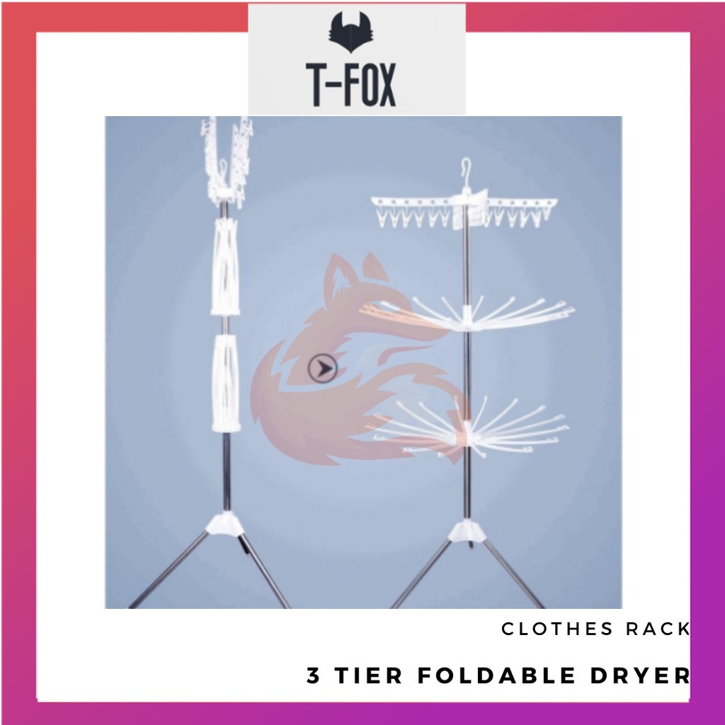3 Tier Foldable Clothes Drying Rack Penyidai Baju 3 tingkat Ready Stock Malaysia SFPM Shopee
