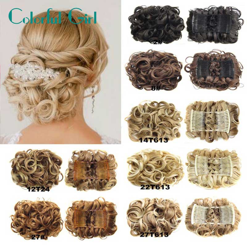 2 Plastic Comb Wave Curly Synthetic Hair Women Easy Clip In Big