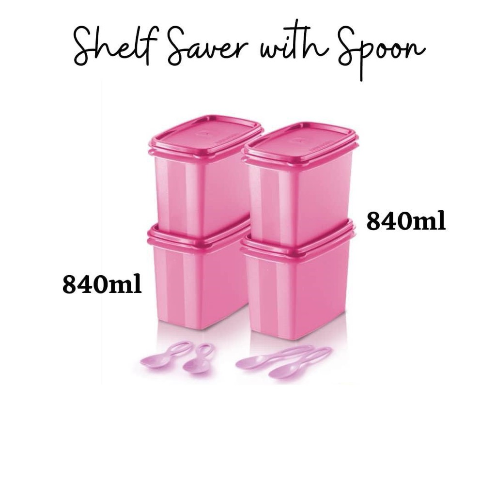 Tupperware Red Spices Container 840ml Shelf Saver with Spoon Bekas Rempah Spice Container