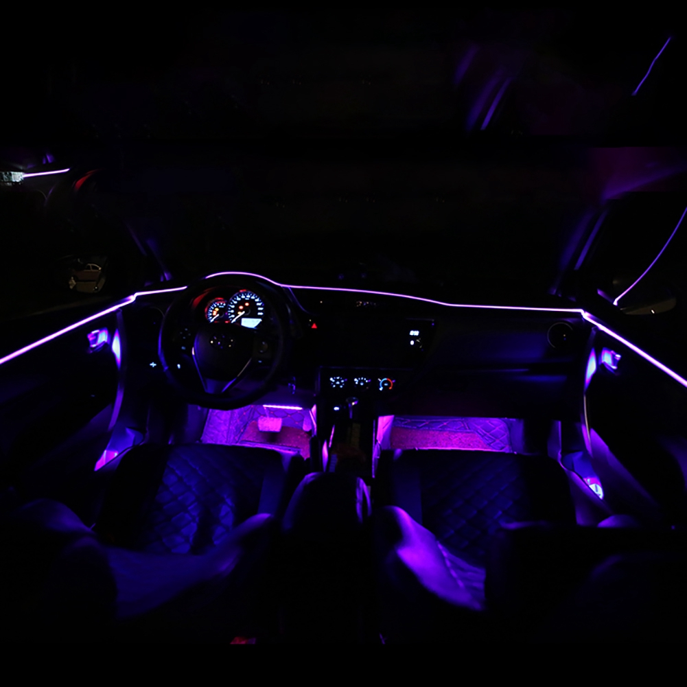 Dc 12v Neon Rgb Multicolor El Ambient Lighting Interior Decoration Flexible Adjustable Led Car Strip Light