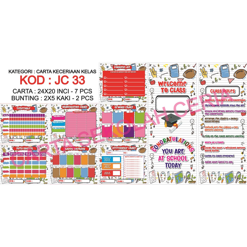 Jc33 Class Cheerfulness Chart 21st Century Learning Pak21 Keceriaan Kelas English Free 2 Bunting Shopee Malaysia