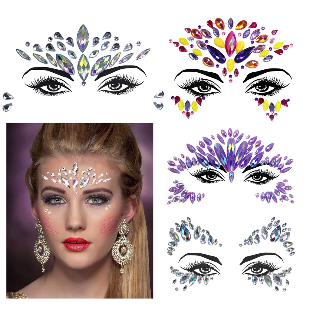Face Gems, Women Face Jewels Crystal Face Glitter Rhinestone Bindi