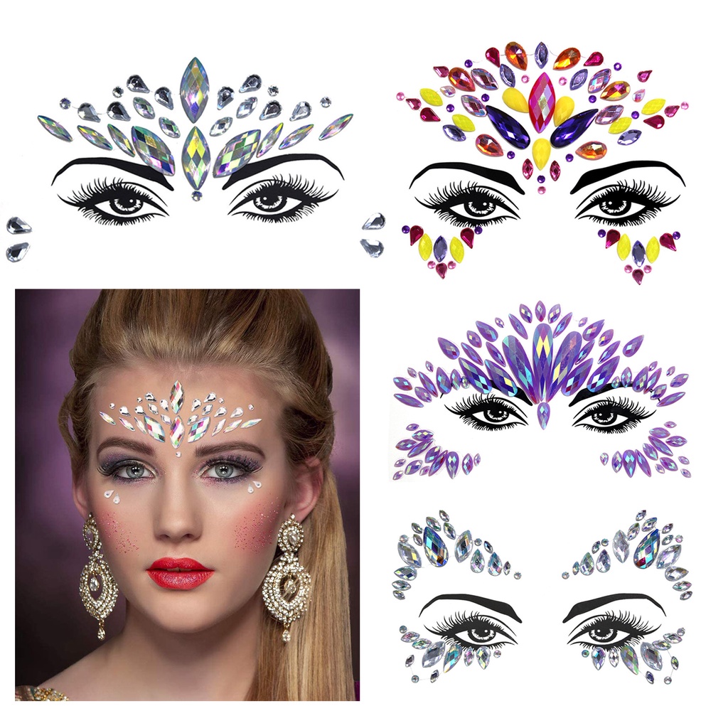 Face Gems, Women Face Jewels Crystal Face Glitter Rhinestone Bindi ...