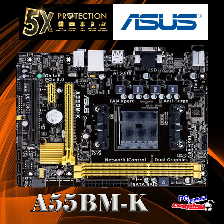 ASUS A55BM-K Motherboard Feature the AMD A55 chipset supporting FM2