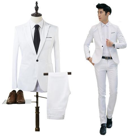 Suit suits men s two-piece Slim Korean formal suits, grooms wedding dresses, menâ€™s groomsmen Pakaian lelaki dua potong rasmi Korea, pernikahan pengantin lelaki,/*#Suit suits men s two-piece Slim Kor