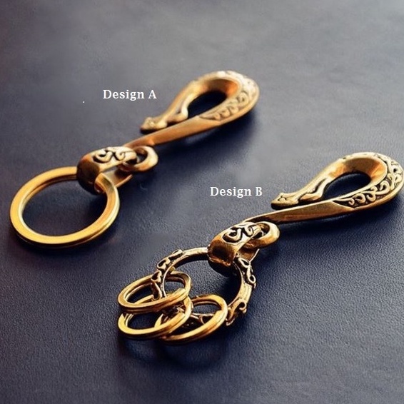 Collections Handmade Vintage U-shape Fob Solid Brass Wallet shackle Chain key ring Belt hook Pendant