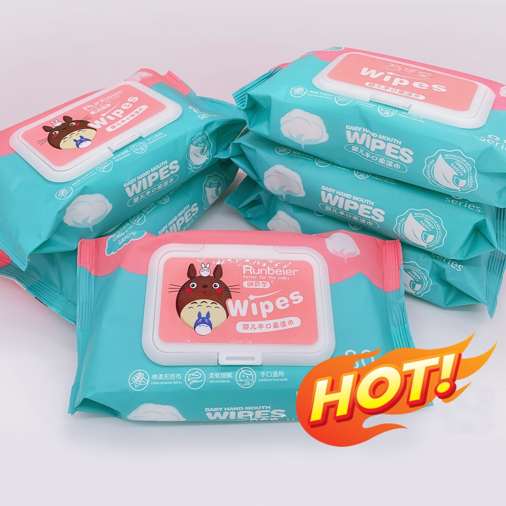 Baby Wet Tissue Baby Wet Wipes Safe Bayi Tisu Basah 80pcs Cute (Alcohol