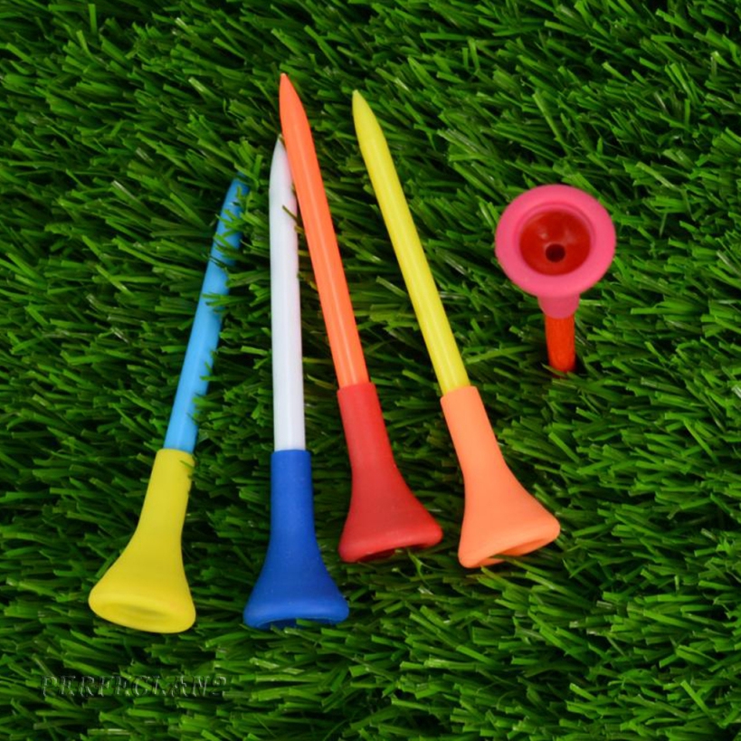 10 Pieces Durable Rubber Cushion Top Golf Tees Random Color 42mm + 83mm