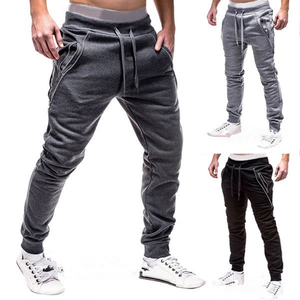 mens zipped tracksuit bottoms