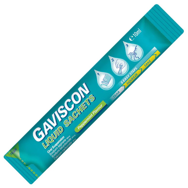 Gaviscon Liquid Sachet 10ml Peppermint Flavour UK for Gastric Heart