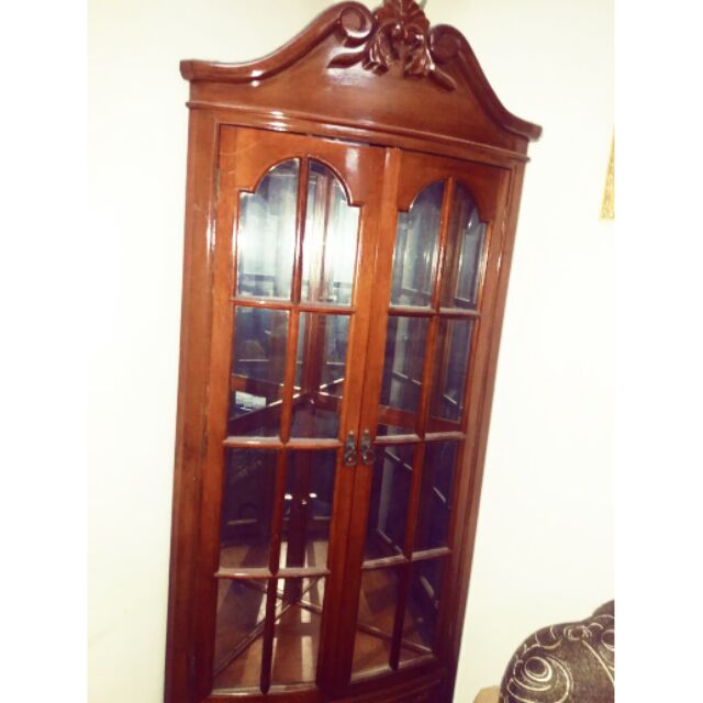 almari kayu jati teak wood corner cabinet Shopee Malaysia