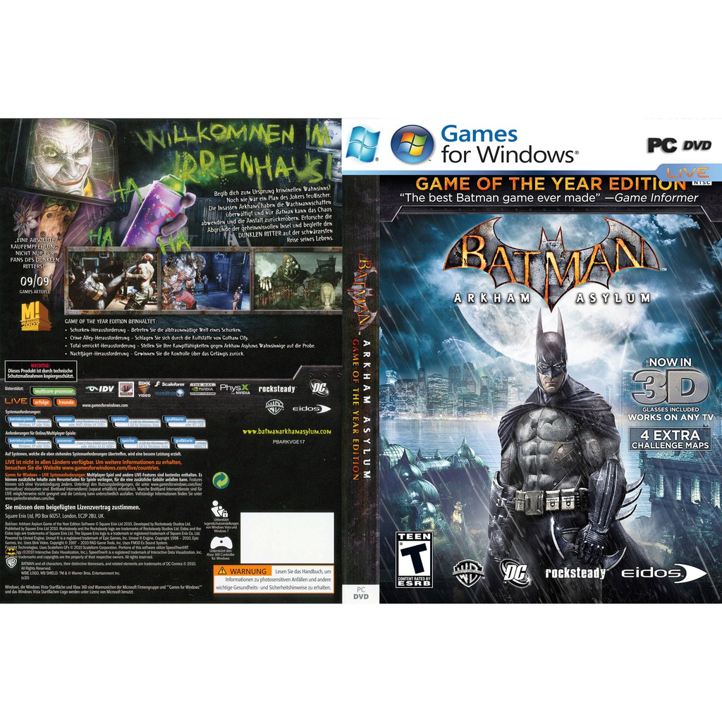 Batman Arkham Asylum Game Of The Year Edition Pc Game Offline Dvd Installation Shopee Malaysia