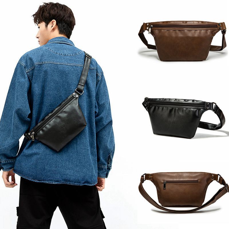 HOT SELLING New Fashion Vintage Male Chest Pack Leather Waist Bag