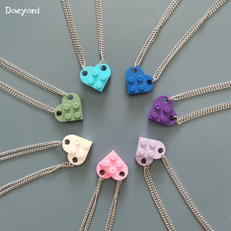 Creative Fashion Heart Love Colorful Lego Necklace Couple Block