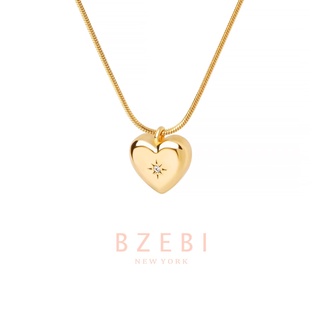 Image of BZEBI 18k Gold Heart Pendant Necklace Diamond Women Gift Fashion Jewelry Hypoallergenic Rantai Leher 7n