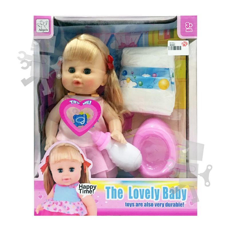 Baby Doll with Diaper, Milk Bottle 