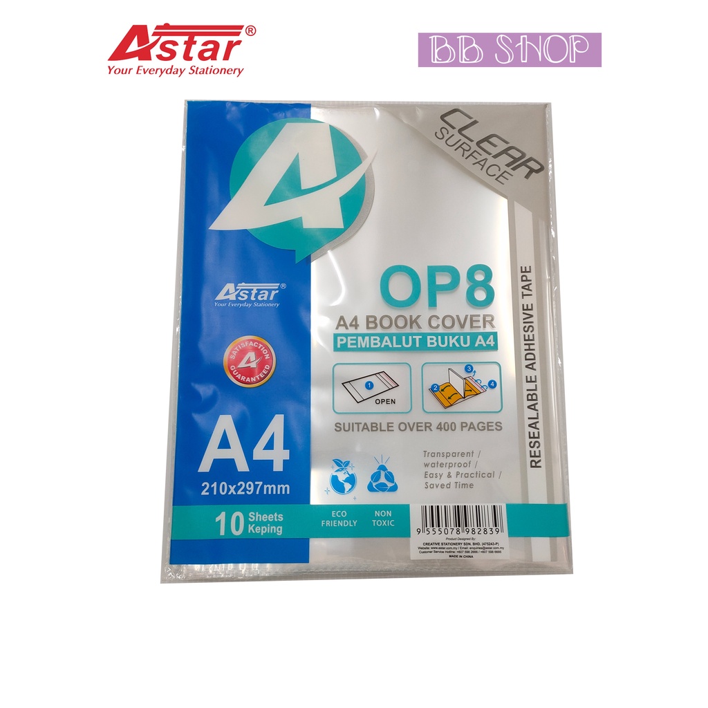 ASTAR A4 210mm x 297mm Book Cover Clear Surface Pembalut Buku A4 Nota Book 10PCS OP8 Shopee