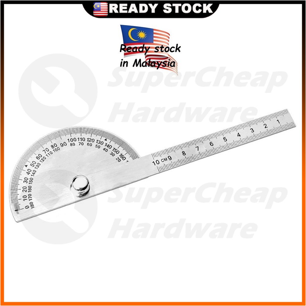 100mm 10cm Stainless Steel 180 Degree Protractor Angle Ruler Degree 