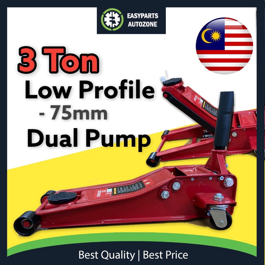Autozone 3 Ton Low Profile Double Pump Floor Jack Heavy Duty 75mm 500mm