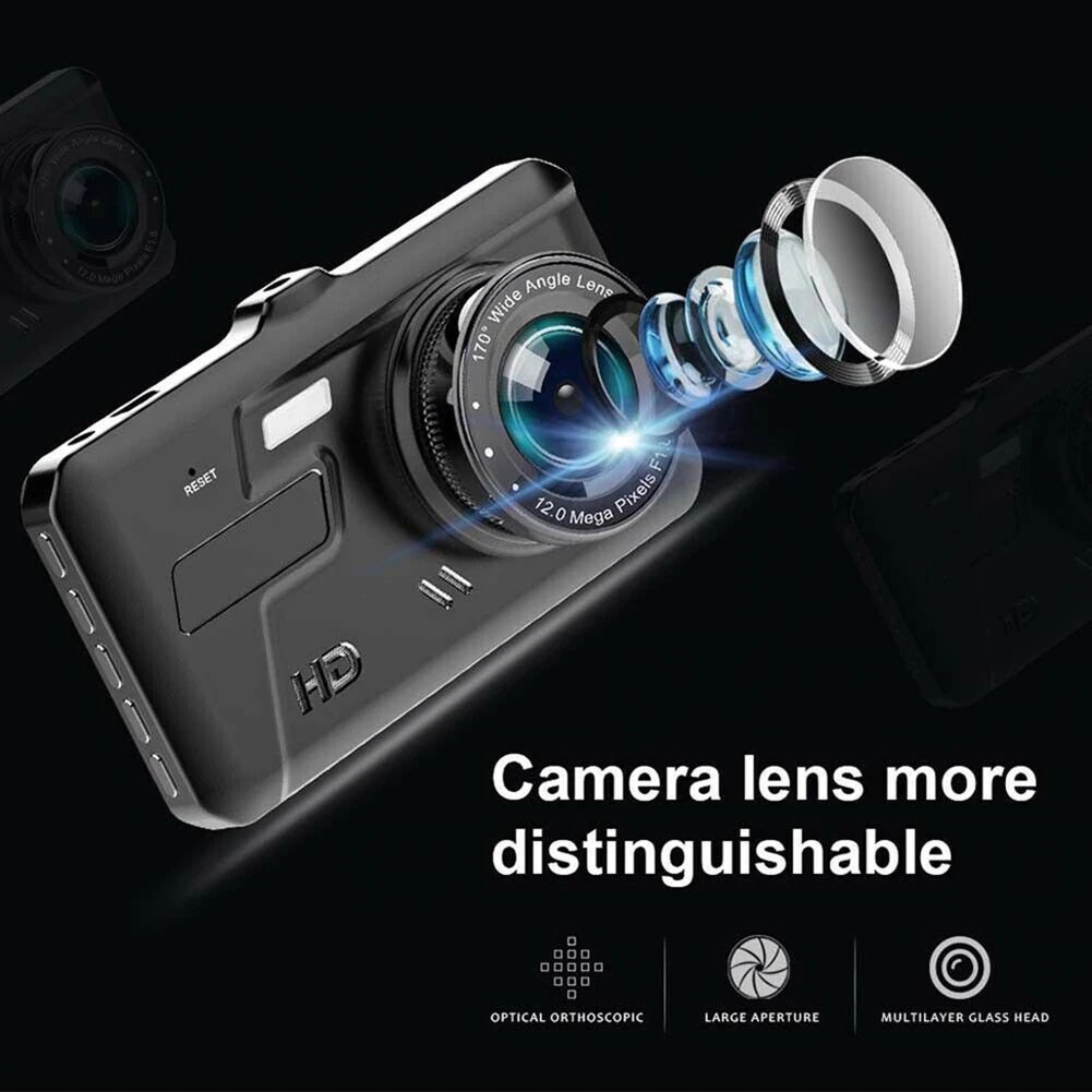 4" HD 1080P Car DVRS Dash Cam Video Recorder Dual Lens  IPS Vehicle Camera Front+Rear Night Vision Gsensor Parking murah