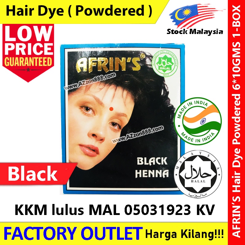 AFRIN'S Black Henna Hair Dye 6 Pouches x 10gms Inai Pewarna Rambut Hitam/Perang KKM Lulus #Halal #INDIA #Eagle #鹰牌 #染发粉