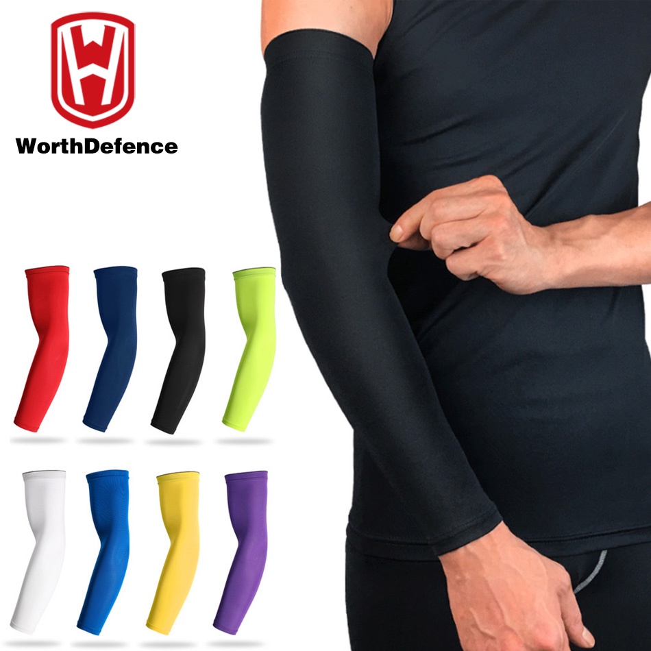 Worthdefence 1 Piece Sports Arm Compression Sleeve Basketball Cycling Arm Warmer Summer Running UV Protection Volleyball Sunscreen Bands