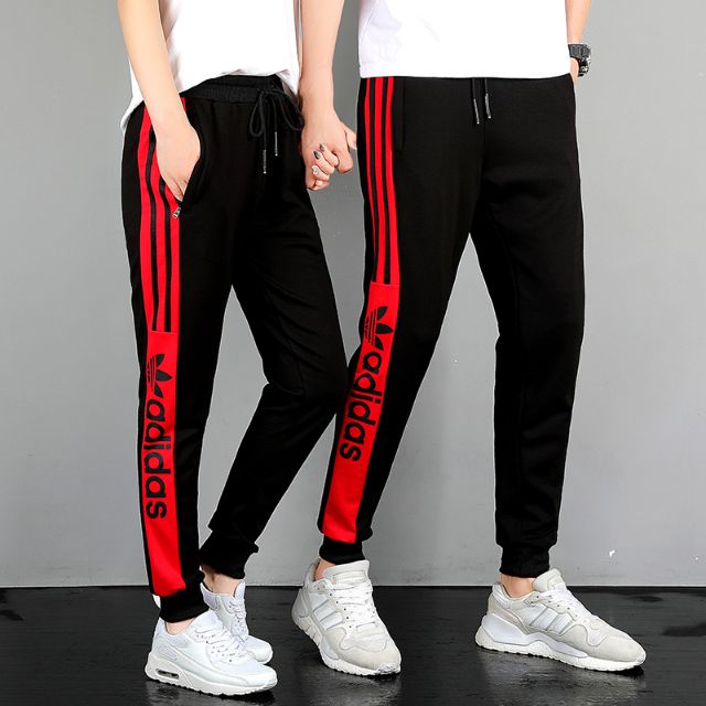 adidas red stripe track pants