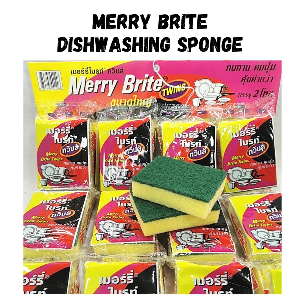 Merry Brite Dishwashing Sponge/ Kitchen Sponge/ Washing Sponge/Sponge Span Merry Brite Dishwasher  Made In Thailand