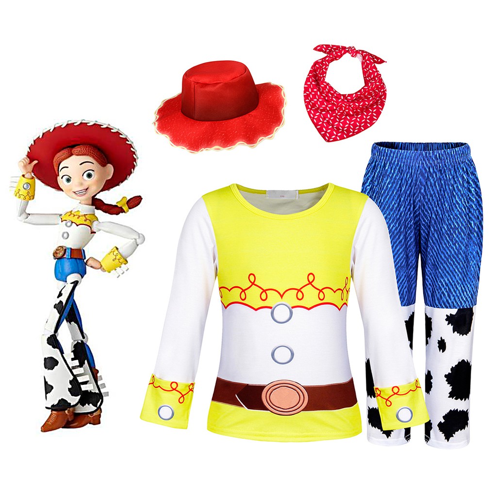 Girls Toy Story Jessie Costume Kids Cartoon Character Cosplay Party Costume Childrens Long