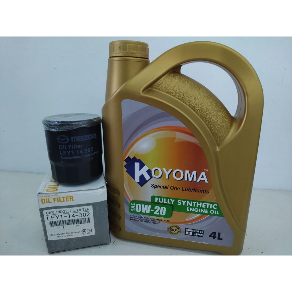 MAZDA 3 , 5 , 6 2.0cc, MAZDA CX5 2.2 DIESEL OIL FILTER + KOYOMA 0W20 FULLY SYNTHETIC ENGINE