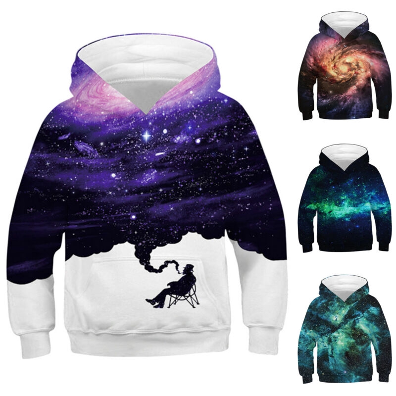 Kids Hoodies Jumper Galaxy Printed Sweatshirt Boys Girls 3d Pullover Shopee Malaysia - 2019 new spring autumn children pajamas for girls teen clothing set nightgown roblox game pyjamas kids tshirt pants clothes 2 12y from azxt51888