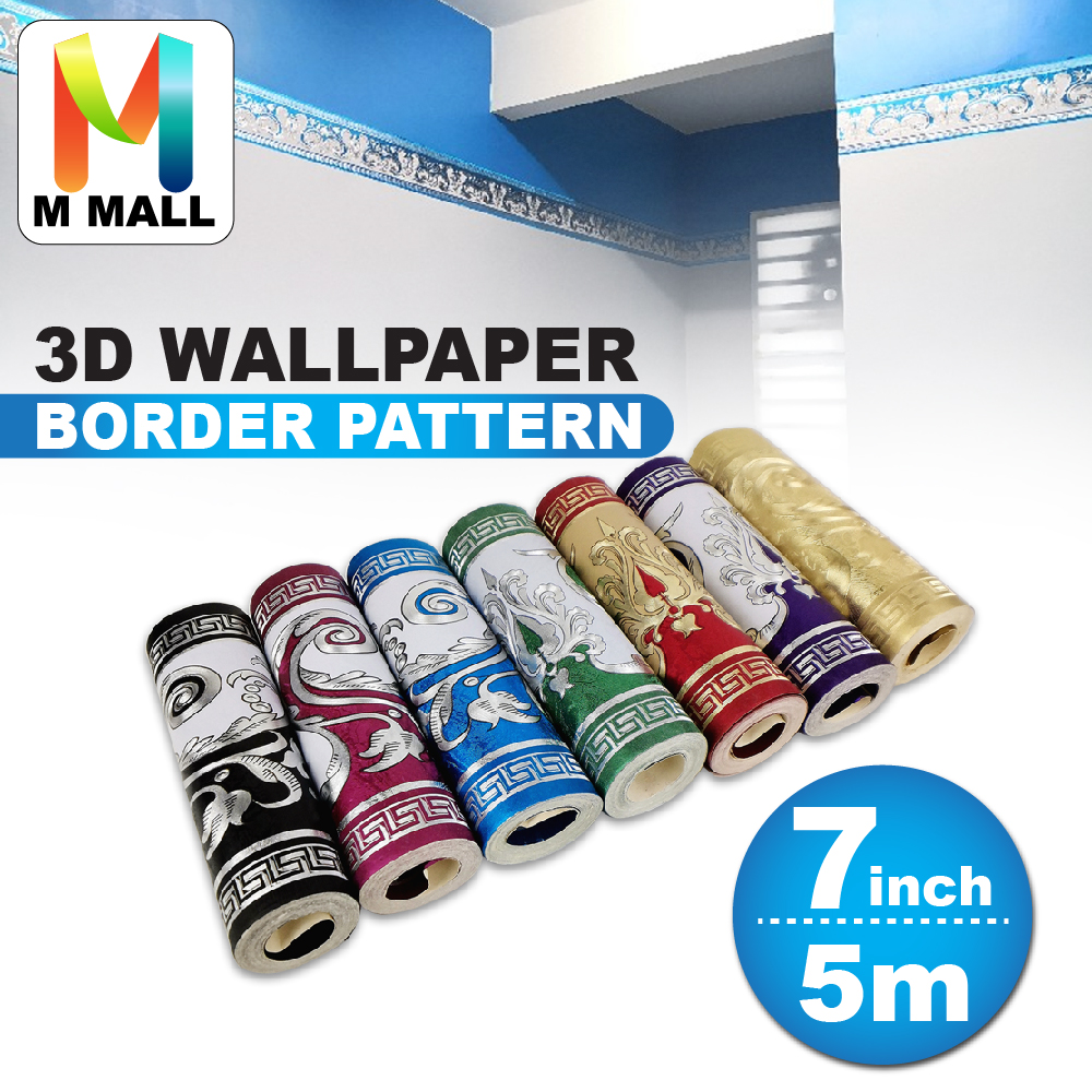 M Mall 3d Border European Style Non Self Adhesive Wallpaper Kertas Dinding 7inch X 5meter Shopee Malaysia