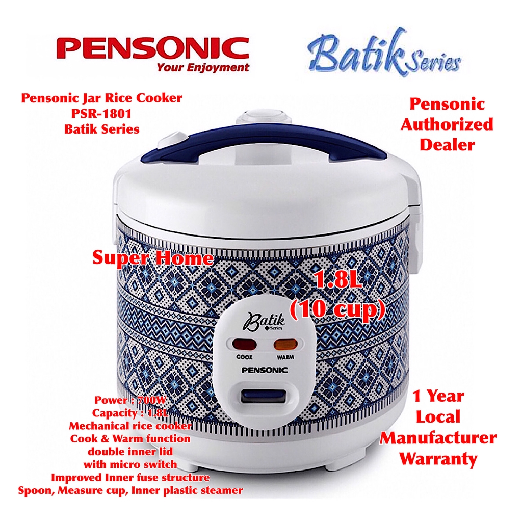 Pensonic Jar Rice Cooker PSR1801 (1.8L) Batik Series Shopee Malaysia