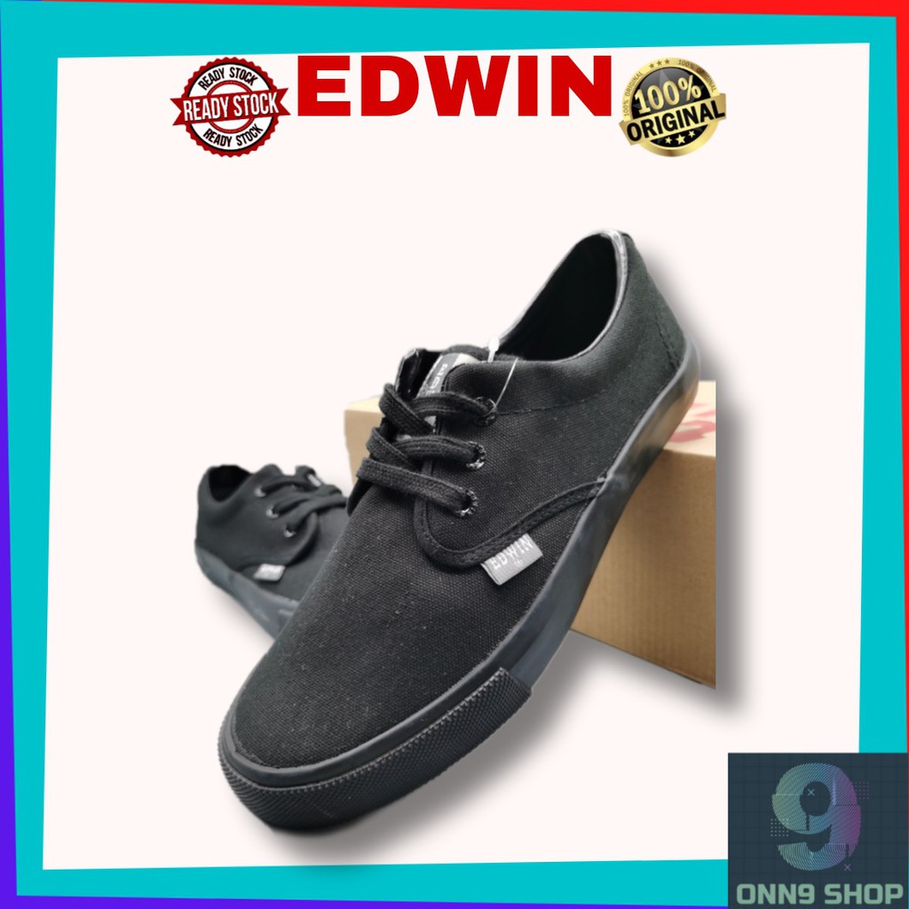 EDWIN 234/2349 BLACK SCHOOL SHOES(VANS DESIGN)/BLACK CANVAS SHOES READY STOCKS/KASUT SEKOLAH HITAM