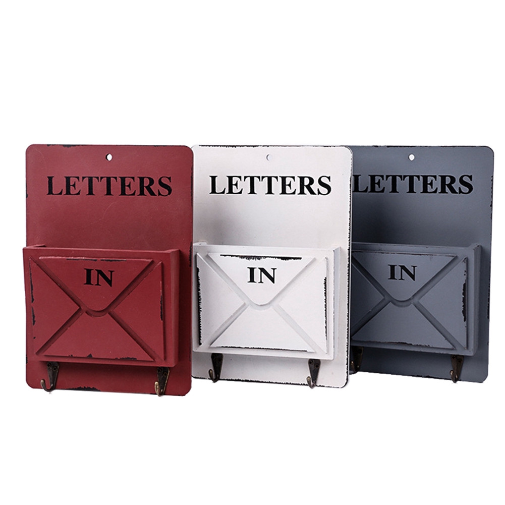 Decoration Mail Organizer Wooden With Hook Storage Wall Mounted