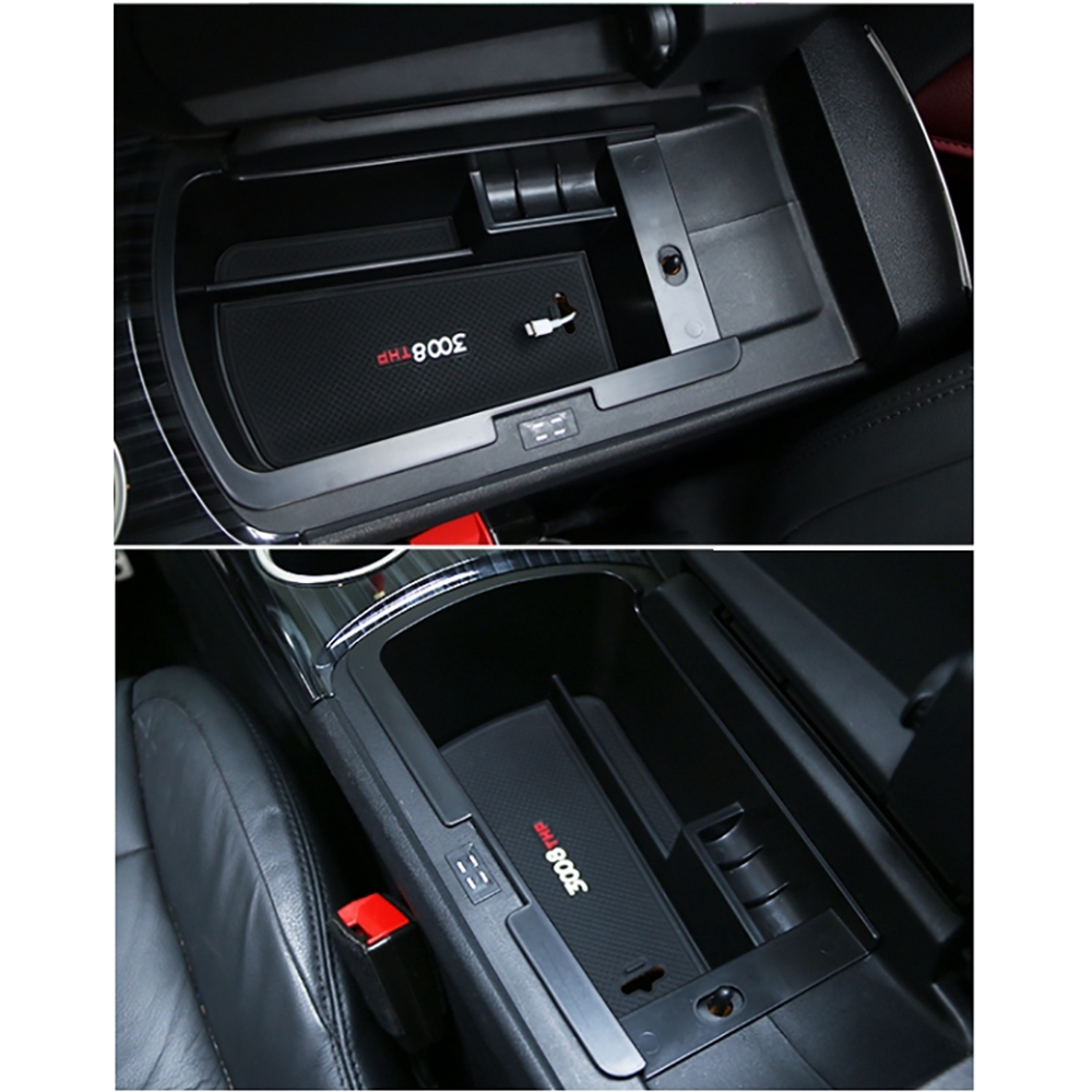 CDEFG for 3008 5008 GT Car Central Armrest Storage Box Container Tray Organizer Accessories with Anti-slip mat 