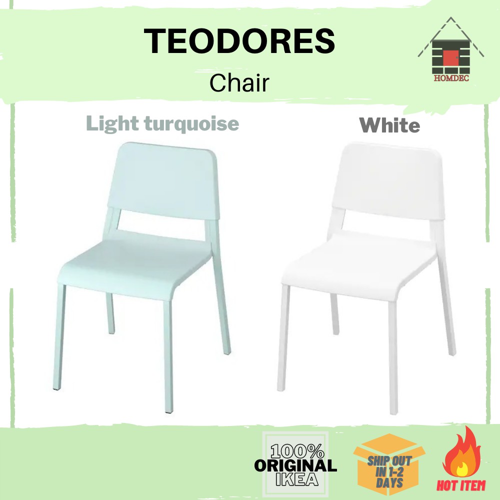 Ikea Teodores Chair White Light Turquoise Shopee Malaysia