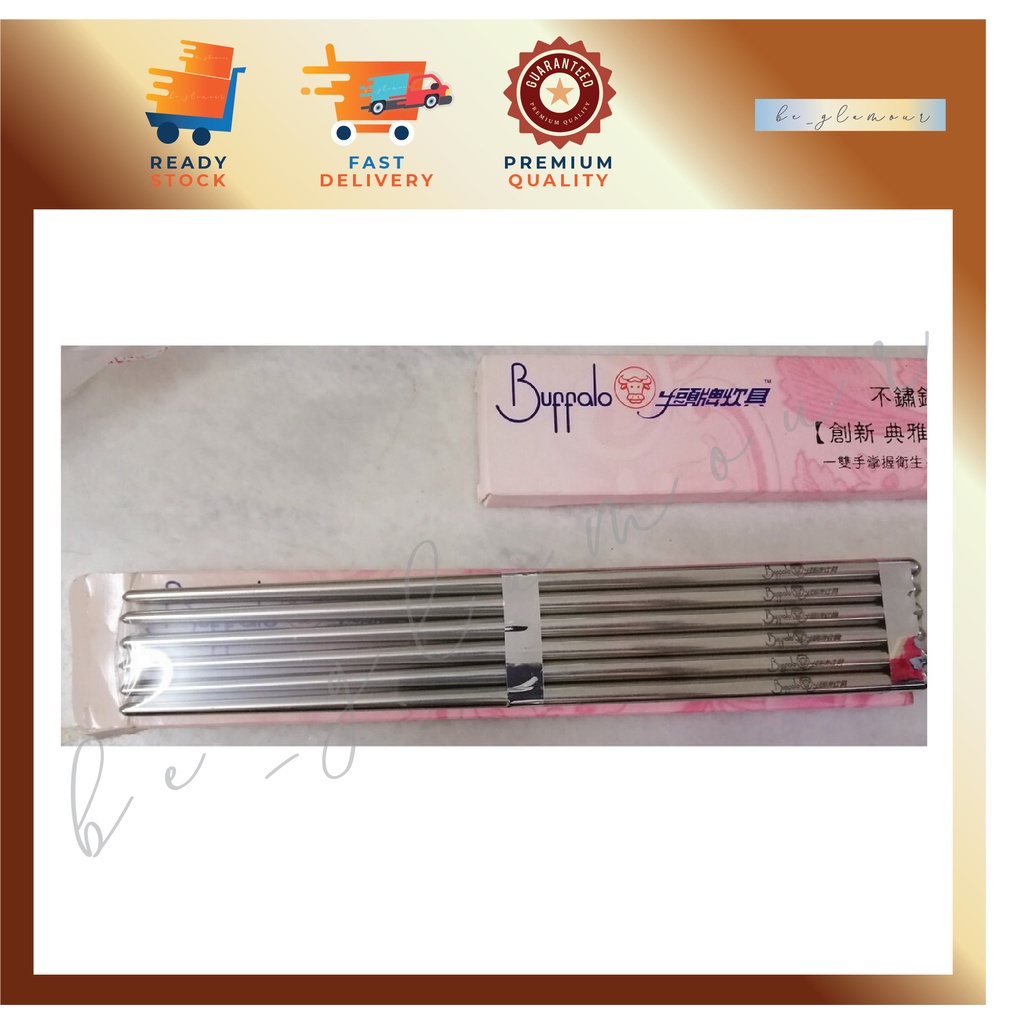 🐮 Buffalo Stainless Steel Chopsticks - 6 pairs / 🐮 牛头牌不锈钢厨具 💥⚡️READY STOCK⚡️