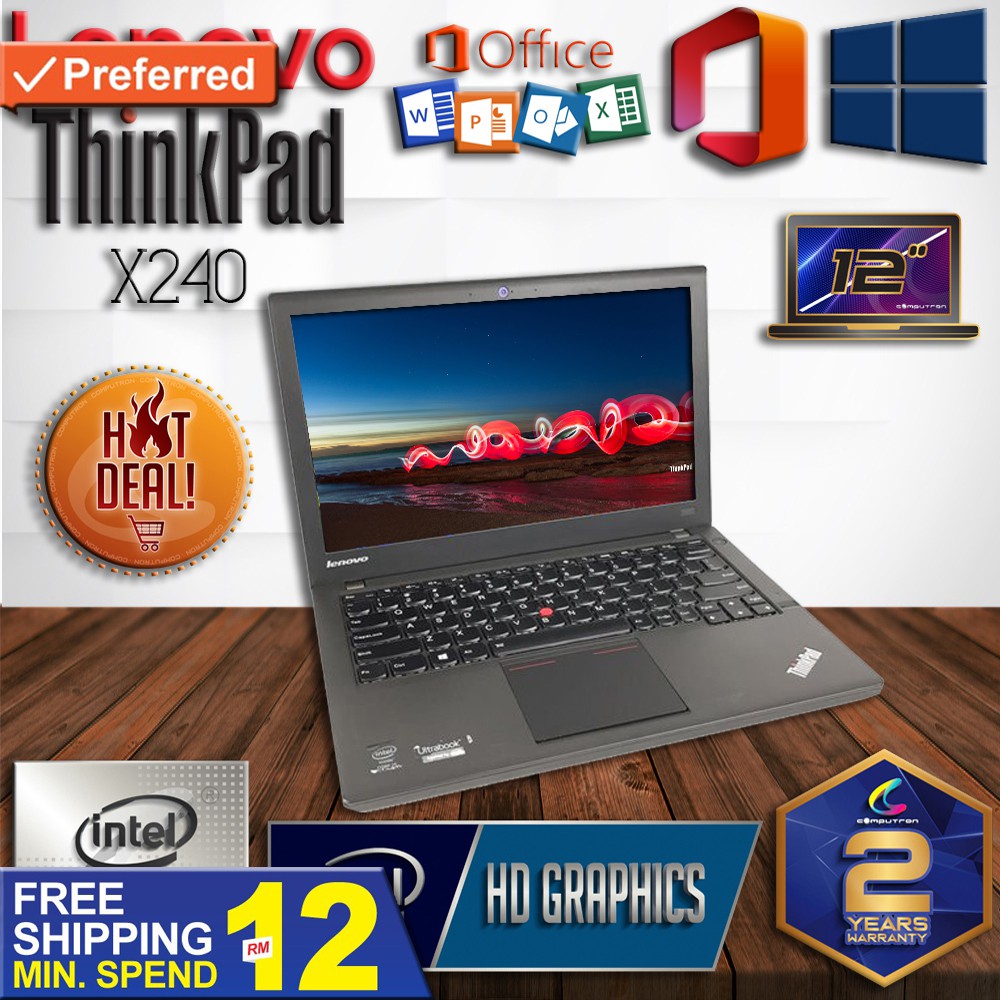 Lenovo Thinkpad X240 Ultrabook Intel Core I5 8gb Ddr3 Ram 256gb Ssd W10pro 2 Year Warranty Shopee Malaysia