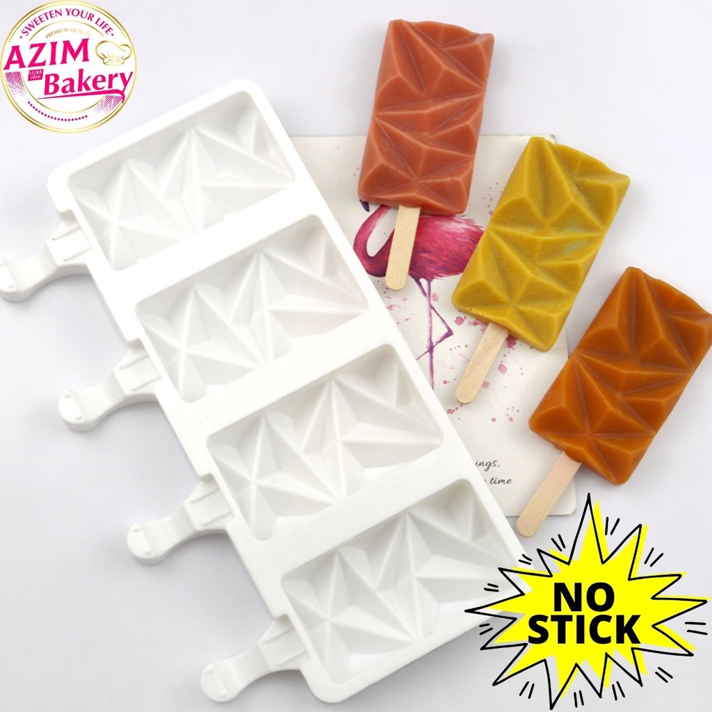 Acuan Ais Krim Silikon | Ice Cream Maker | Ellipse Diamond Ice Cream Mould | Ice Pop Mould Popsicle Mould by Azim Bakery