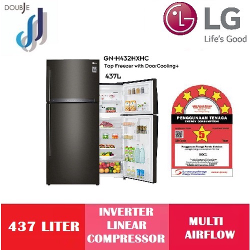 LG GNH432HXHC 437L Top Freezer Fresh 0 Zone, Inverter Linear Compressor, ThinQ Refrigerator