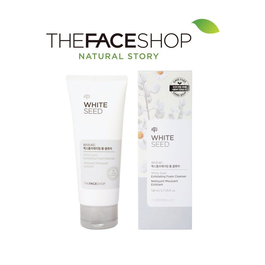 white seed exfoliating foam cleanser