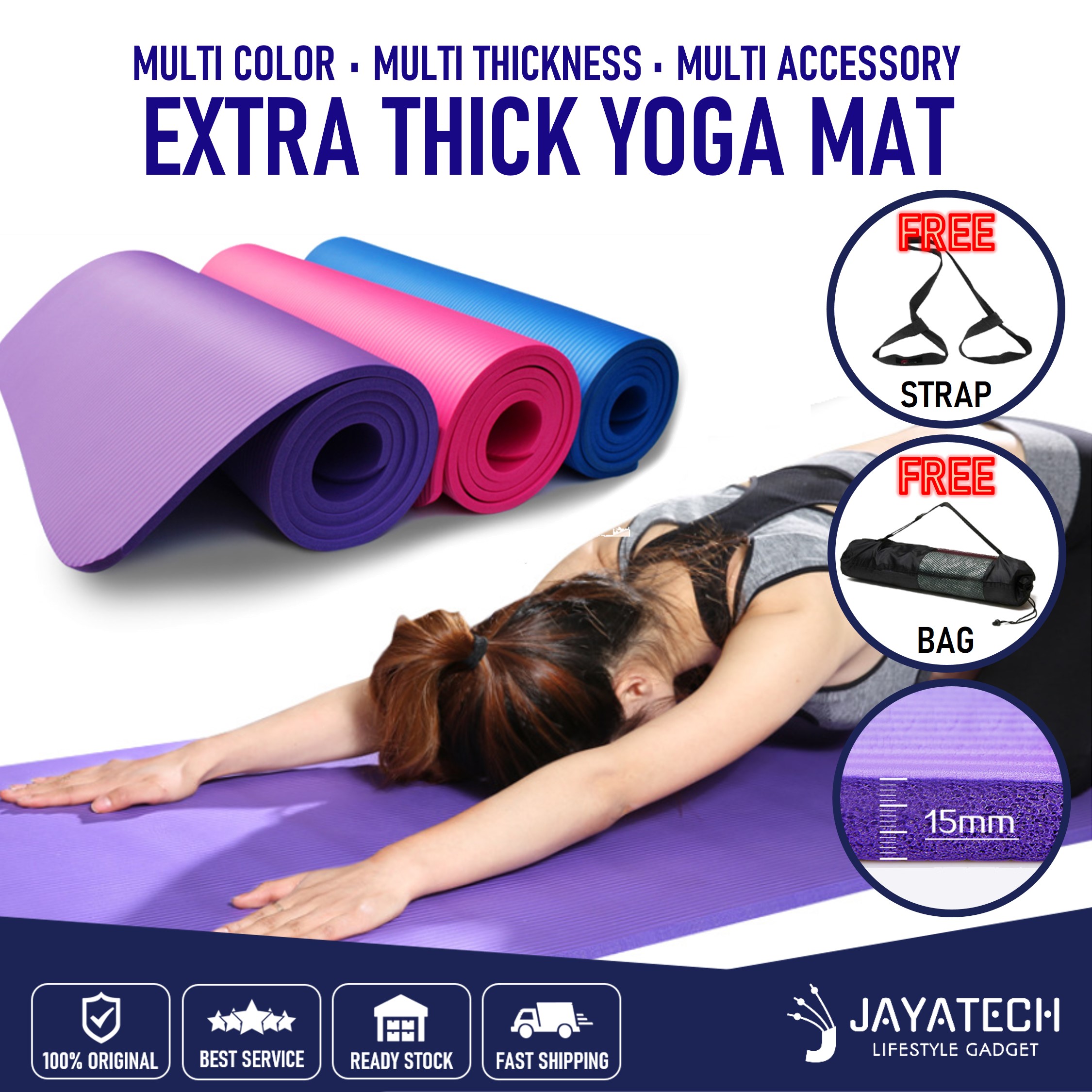 ULTRA THICK PREMIUM YOGA MAT 15MM / GYM MAT / EXCERCISE MAT / NON-SLIP ...